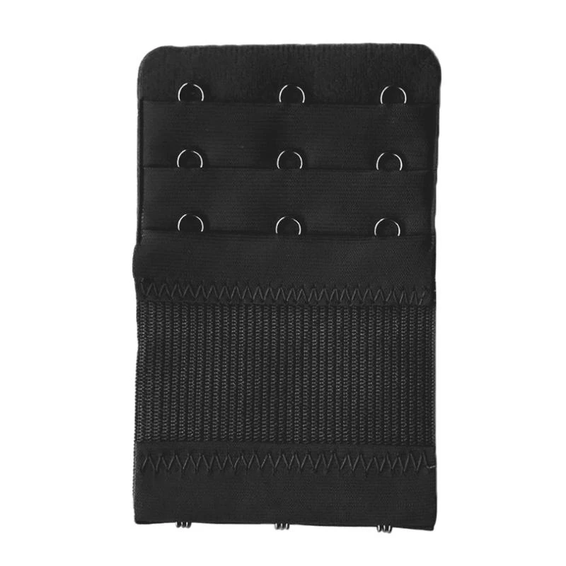 Q22D Womens 3 Hooks 3 Rows Bra Extender Soft Strap Extension Belt Lengthened Buckle