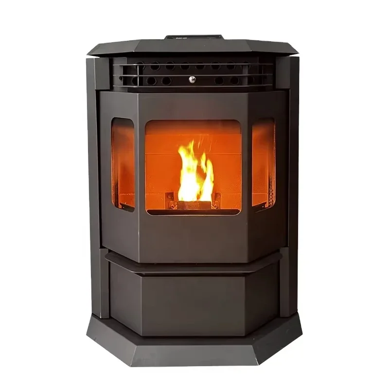 Wood Pellet Stove  Enabled 50LBS Hopper Capacity Temp Control Built-In Thermostat Auto-Ignition Variable Speed Blower