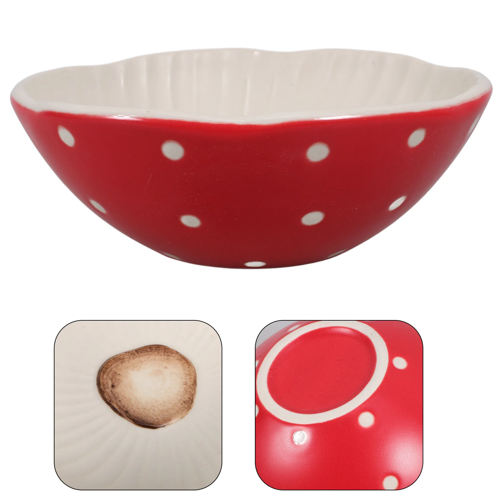 

Ceramic Mushroom Design Bowl Vibrant Colors Large Capacity Food Fruit Salad Soup Bowl for Daily Home Restaurant Use