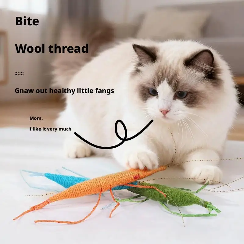 لعبة قطط الروبيان الصوف تحتوي على النعناع البري مقلد الروبيان للعب مع ألعاب مضغ القطط الترفيهية لعبة القطط ألعاب المضغ #6