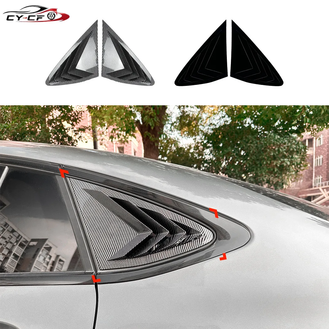 Car Rear Triangular Window Louvers Shutters Blinds Cover Trim For Mercedes-Benz GLC Coupe C253 2016-2022 Glossy Black