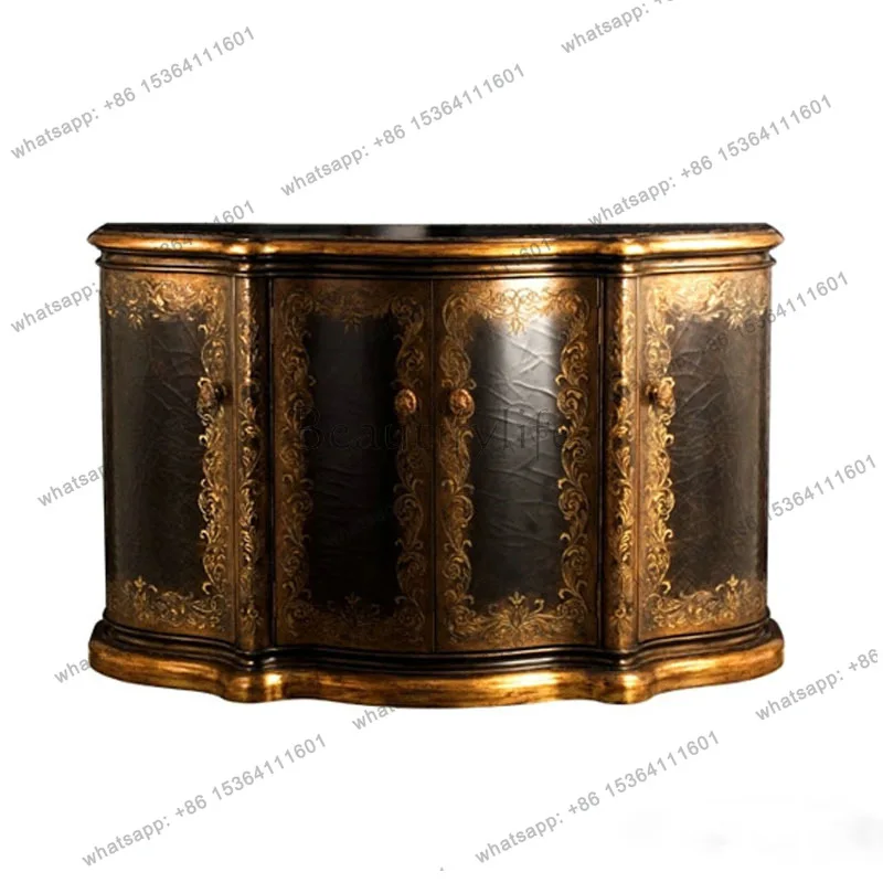 

French mahogany retro hand-painted painting solid wood entrance cabinet