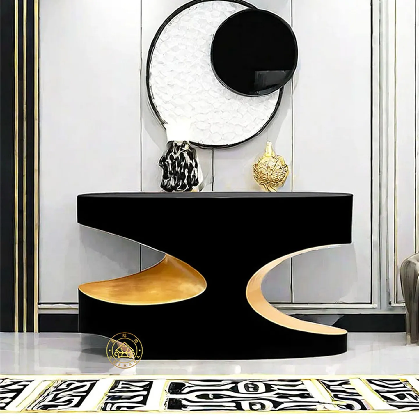 Light luxury solid wood entrance table Household entry wall view table Entrance table