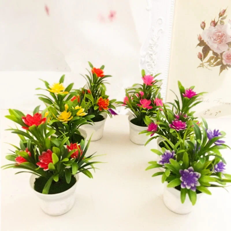

Artificial Simulated Potted Plant 11*18cm Plastic Flower Bonsai Flowers Ornaments Home Party Desktop Decor