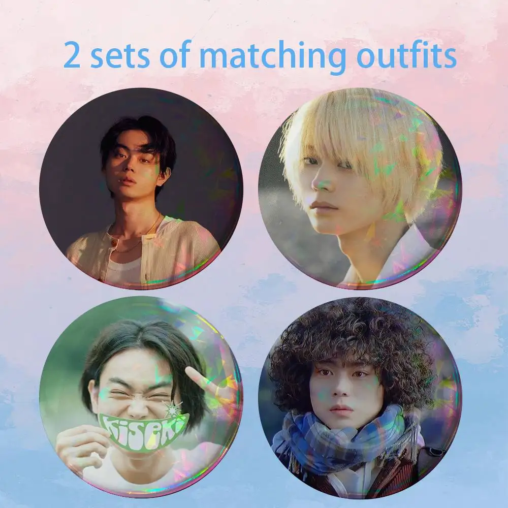 M-Masaki Suda 2 piece set Badges On Backpack Jacket Cartoon Round Brooches Acrylic Button Pins Collection Gifts