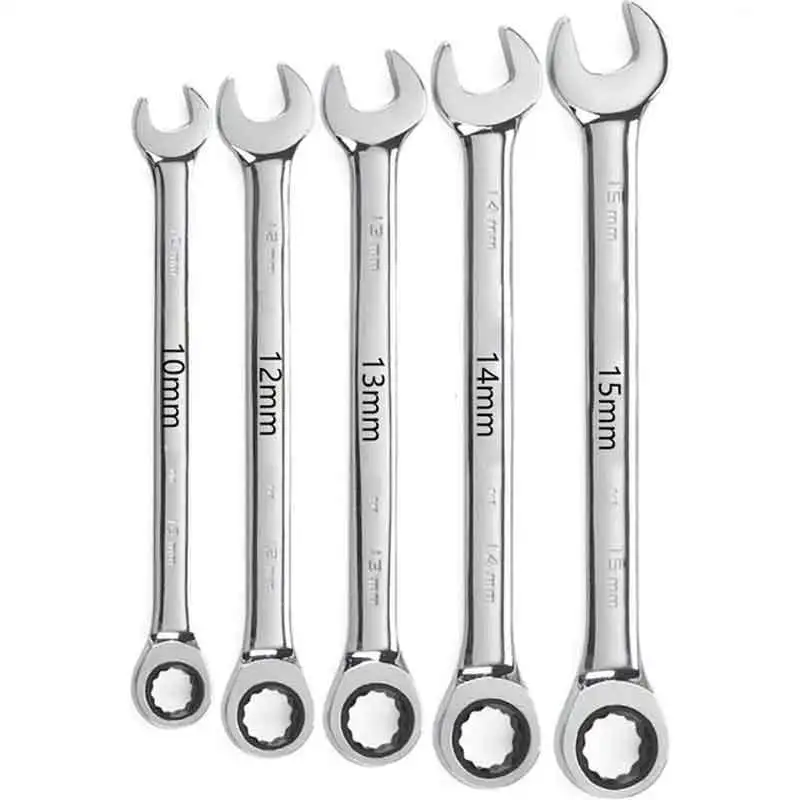 

10-12-13-14-15mm Ratchet Combination Metric Wrench Set Hand Tools Torque Gear Socket Nut Tools A Set of Key