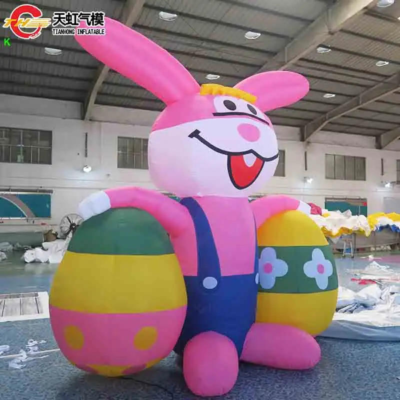 Kommerzielles, maßgeschneidertes aufblasbares Osterhasenmodell, Außendekoration mit LED-Leuchten, riesiges Osterhasen für die Feiertagsfeier
