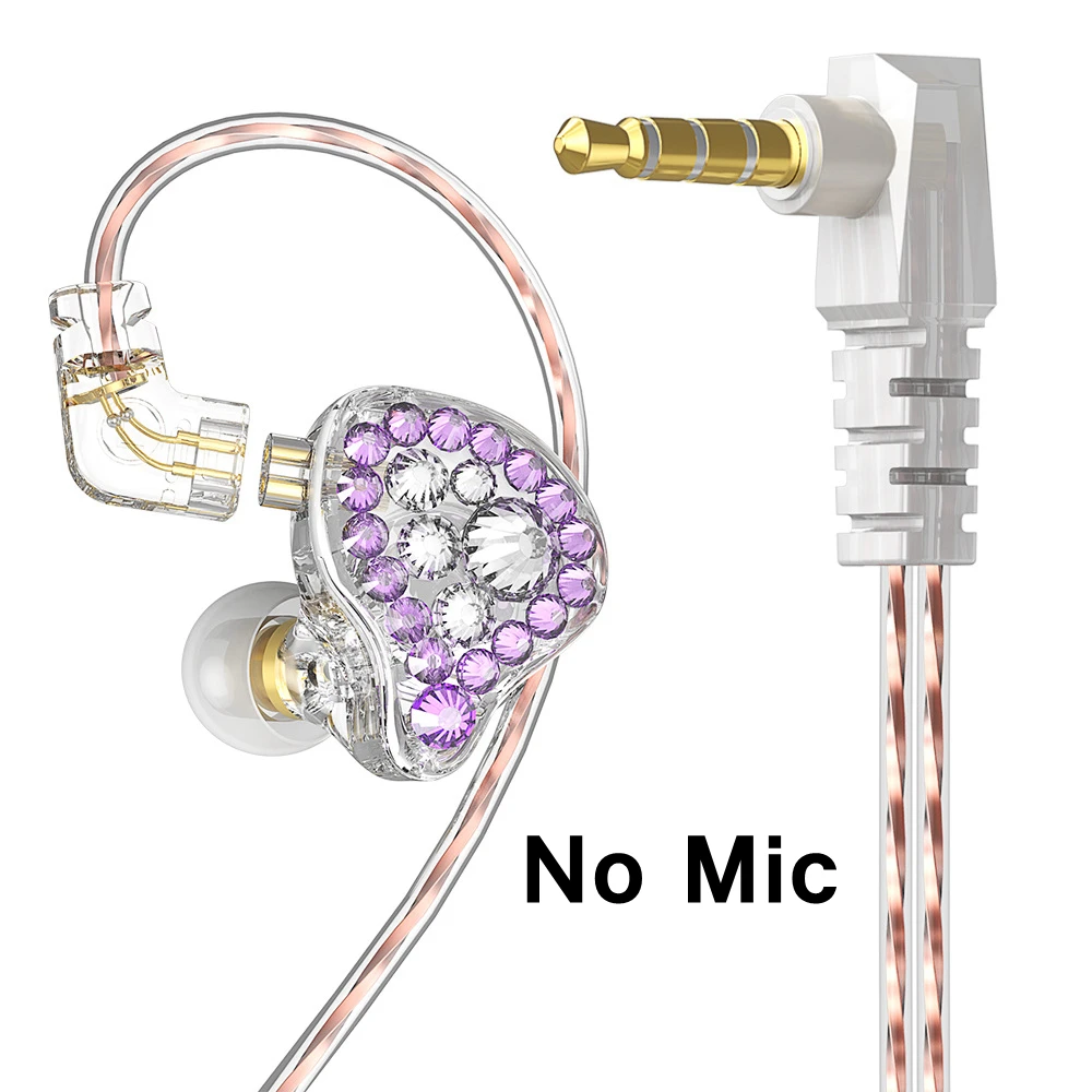 In-Ear Oortelefoon Ruisonderdrukkende hoofdtelefoon met microfoon 3,5 mm bedrade oordopjes Diamond Headset voor geschenken Verjaardag Q2Pro