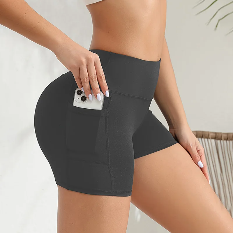 Spandex Yoga Shorts with Pockets for Women High Waisted Workout Booty Shorts - Image 3