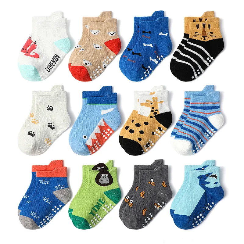 New cartoon striped children's socks non-slip baby breathable anti-fall boys socks