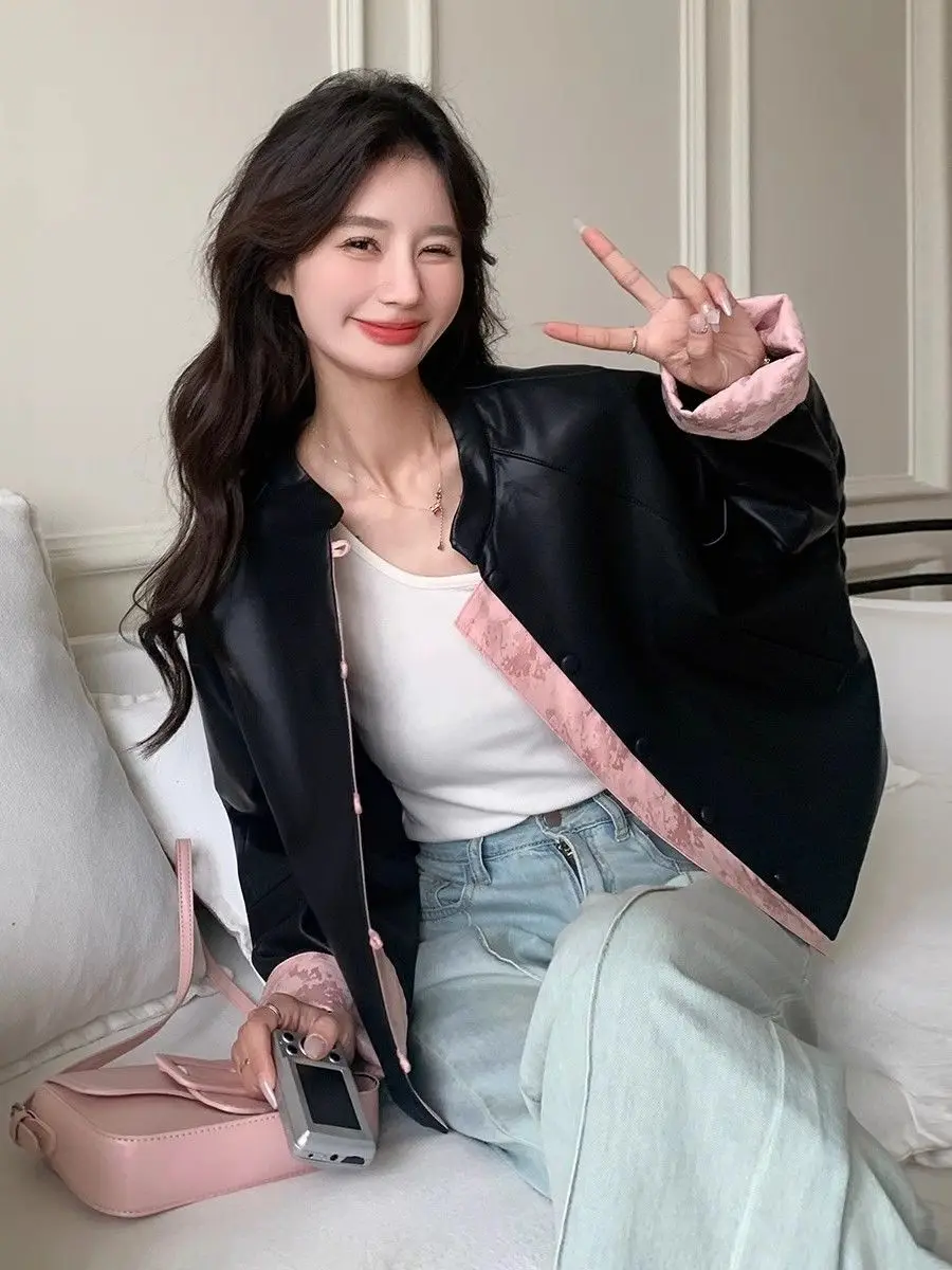 

Retro New Chinese Leather Jacket Women Spring Autumn New Niche Design Short Temperament Leather Jacket