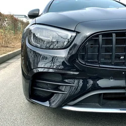 For Mercedes Benz E-Class W213 E260 E300 E53 2021-2023+ Front Bumpers Lip Air Vent Trim Spoiler Splitter Gloss Black Body Kits