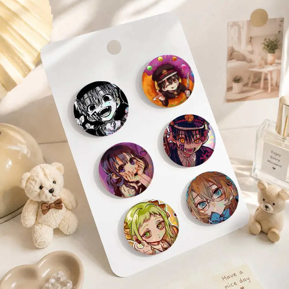 Anime T-a-oilet Bouns-d Haa-nako Kun Creative Round Button Pins Badge Set Anime Movie Music Pattern Brooches For Bags Jackets