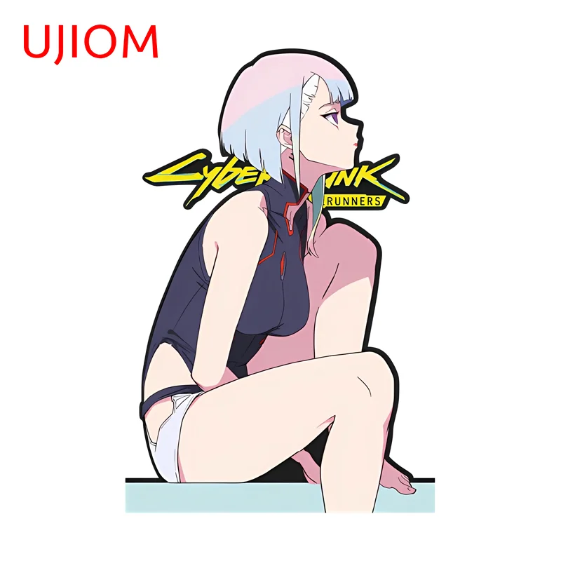 UJIOM Cool Girl Lucy Wall Sticker Sitting Posture Trendy Personality High Quality Graffiti Decal Kitchen Cupboard Decoration