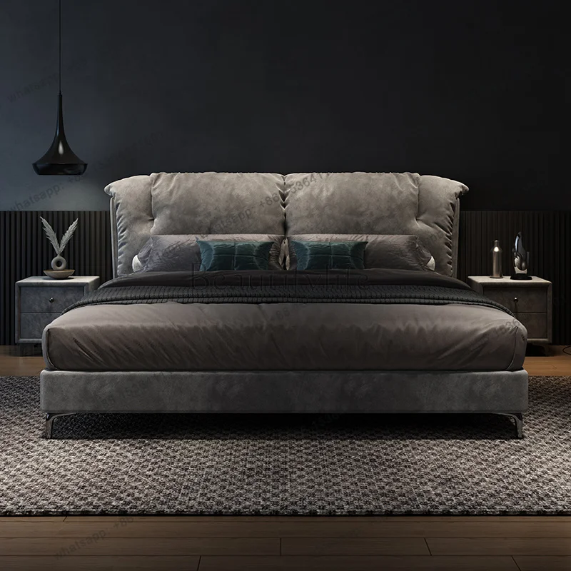 LJY king size mid-century Double bed 180x200cm High end elegant bedroom furniture bed 2 people luxury camas moderrnas inteligent