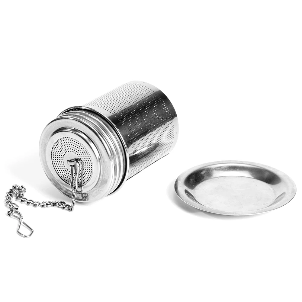 

Tea Strainers Infuser with Lid Drip Tray 304 Stainless Steel Sieve Coffee Herbal Spice Mesh Filter For Loose Tea Teapot Cup 차거름망