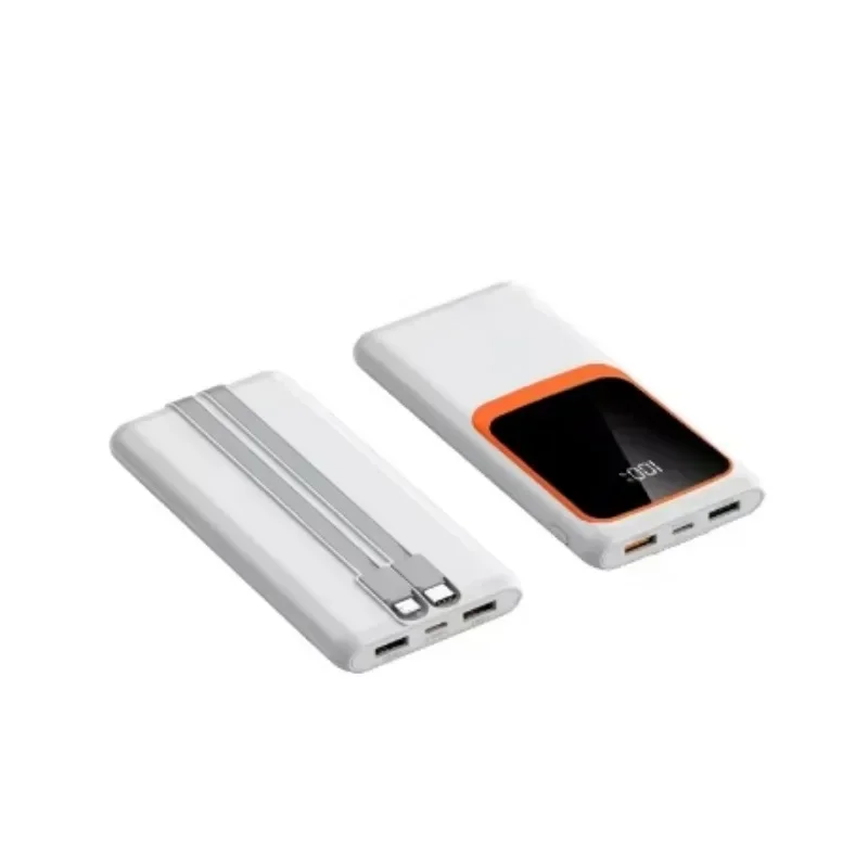 2 สายสําหรับ IPhone Samsung Thin Power Bank 10000 mAh USBC PD 22.5W Fast CHARGING Power Banks จอแสดงผล LED