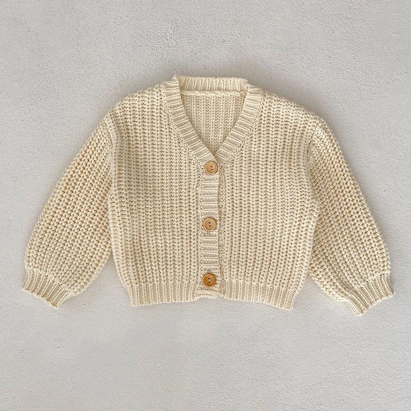 2024 New Autumn Newborn Baby Girls Sweater Toddler Baby Girl Knitting Cardigan Long Sleeved Solid Color Knitted V-neck Coat