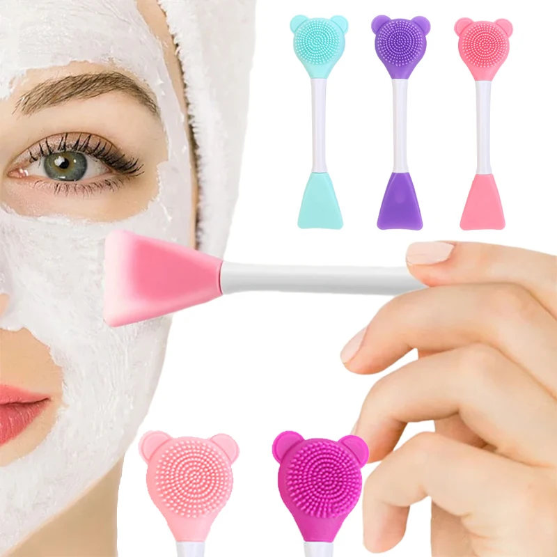 Spatola per la pulizia del viso in silicone Spatola 2 in 1 Rimozione dei punti neri Pulizia profonda Esfoliante Scrub per la cura della pelle del viso dei pori