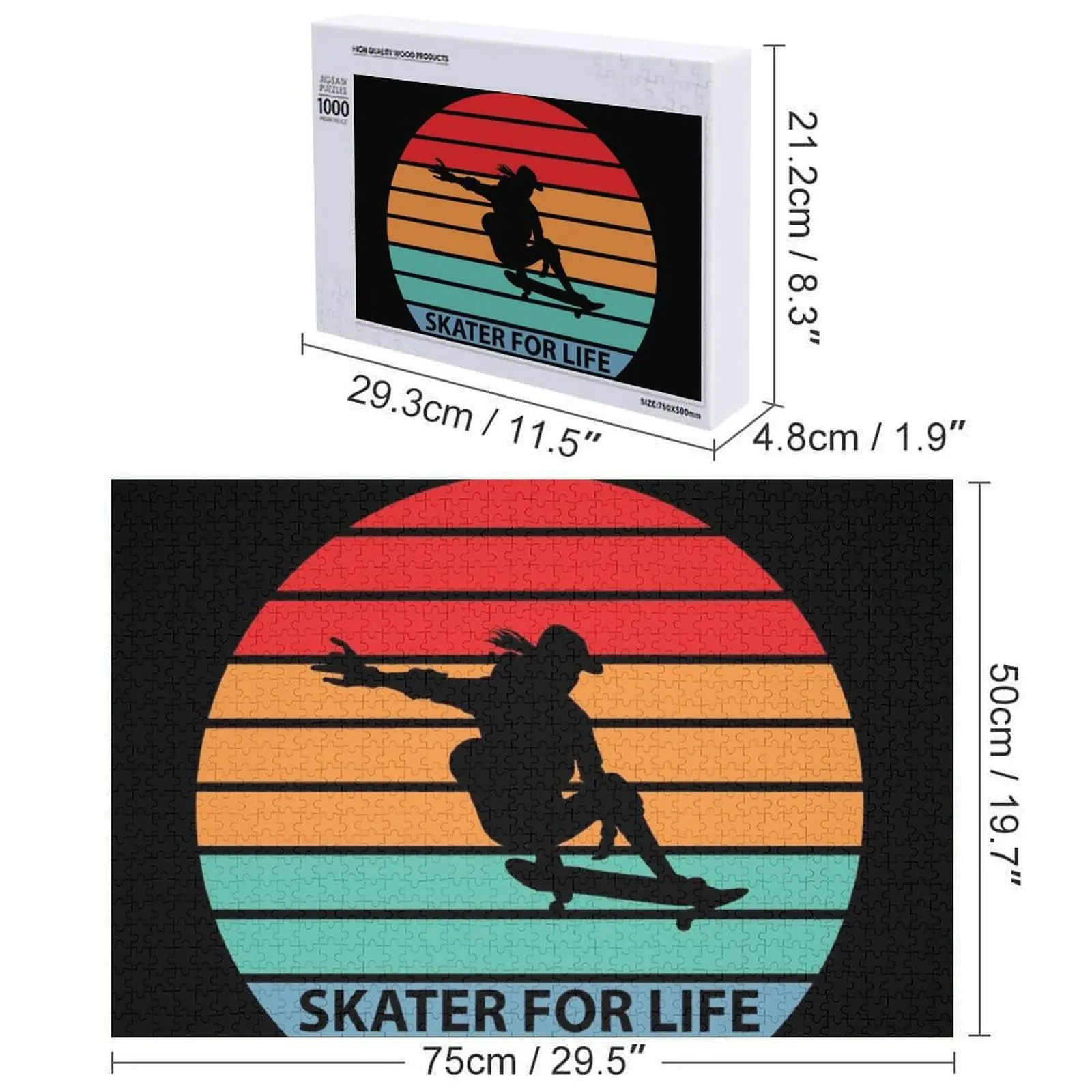 레트로 스케이트보드 선물 - 스케이터 포 라이프 직소 퍼즐 사진 맞춤 사진 나무 사진 맞춤형 퍼즐