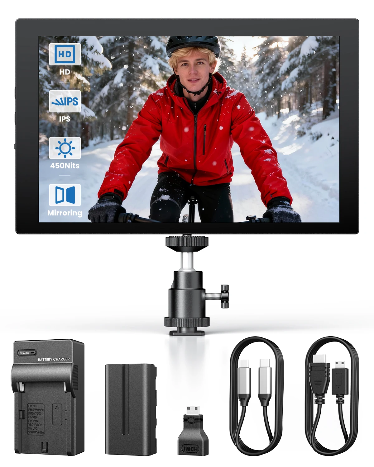 Profissional 7 Inch Camera Field Monitor Dual Battery Studio Monitor IPS DSLR Video Focus Assis LUT Director Monitors 1280x800