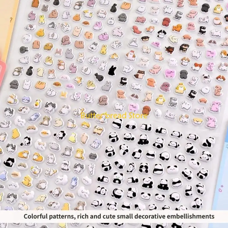 W89C 3D Sticker Cartoon Sticker Tiny Handcraft Sticker Reusable Tiny Patches