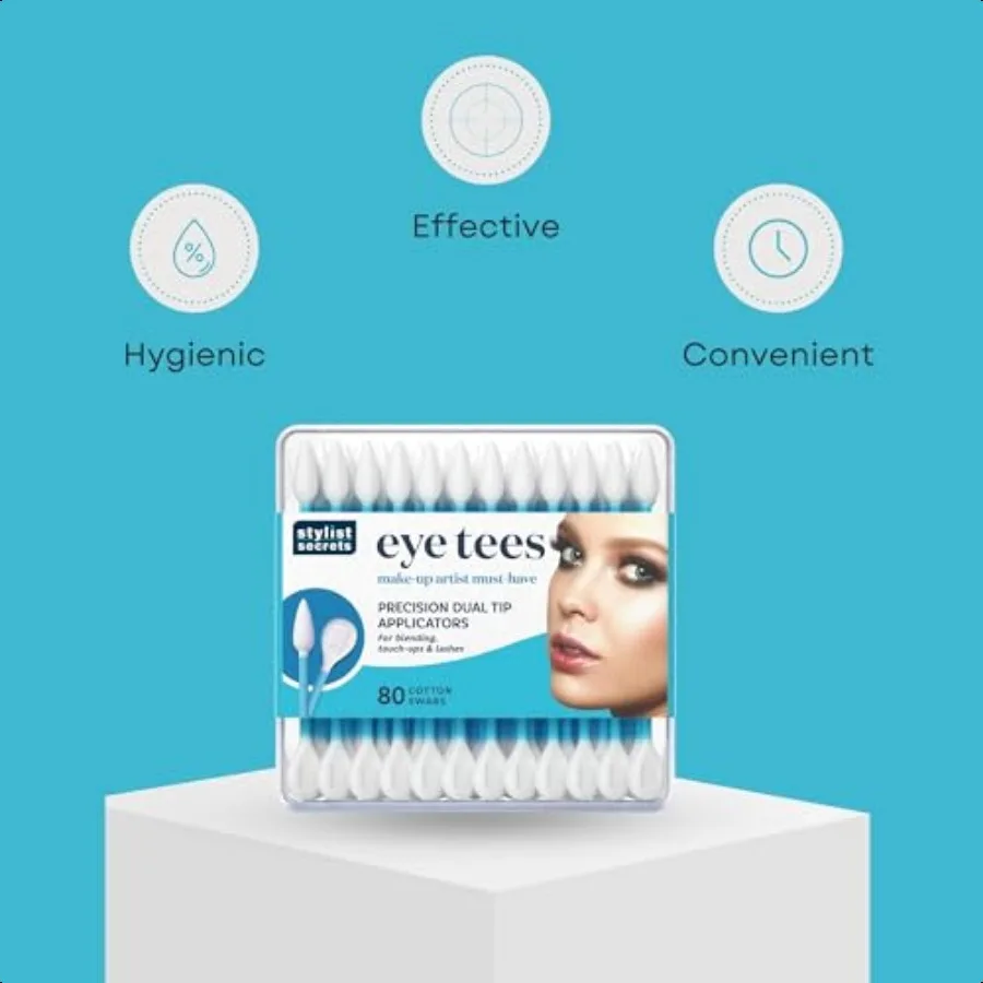 Fran Wilson EYE TEES COTTON TIPS 80 Count 6 PACK Precision Makeup Applicator Doublesided Swabs with Pointed and Rounded Ends fo