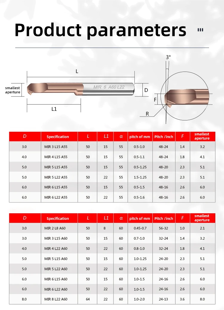 KaKarot MIR Boring Cutter for Threading Coated Carbide Mini Internal Lathe Turing Tool Copying Small Hole Tungsten Steel Alloy