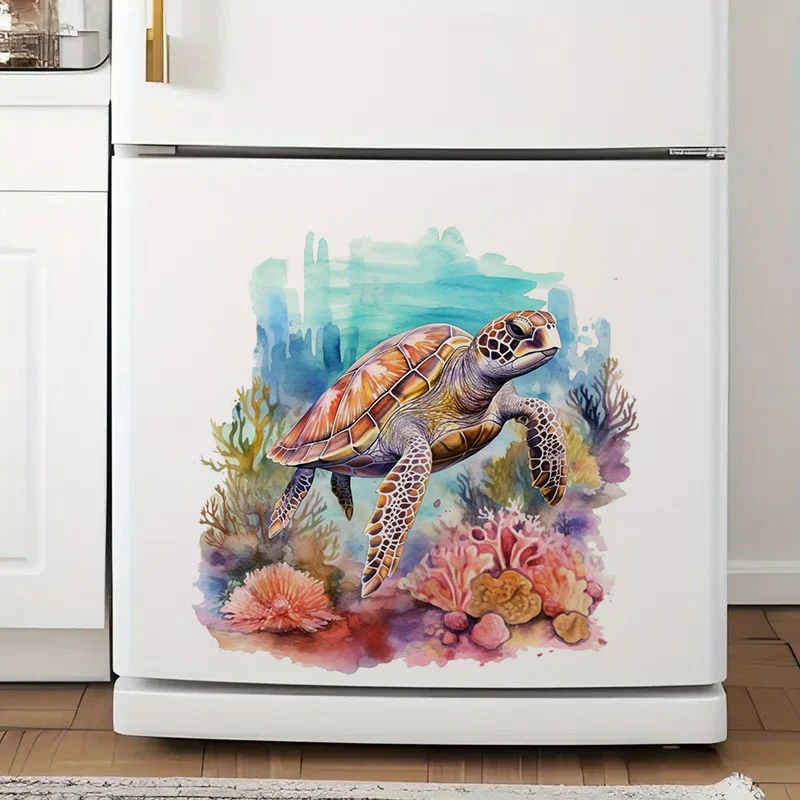 Pretty Watercolor Sea Turtle Sticker, Water-proof Home Wall Decal, Used for Wall, Bathroom, Cabinet, Door,Toilet, Car, Laptop