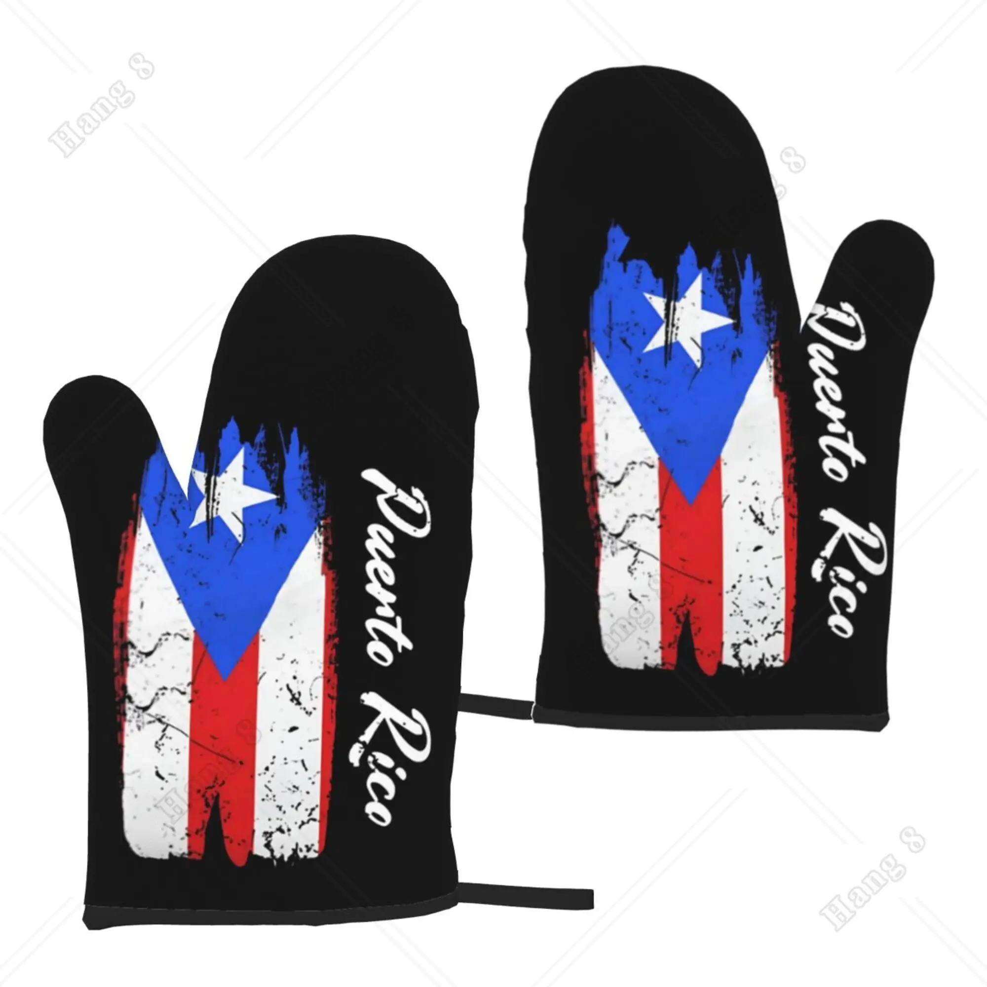 Puerto rico flagge ofen handschuhe set mit 2 hitze beständigen handschuhen küchen ofen handschuhe hitze beständig zum kochen grillen druck