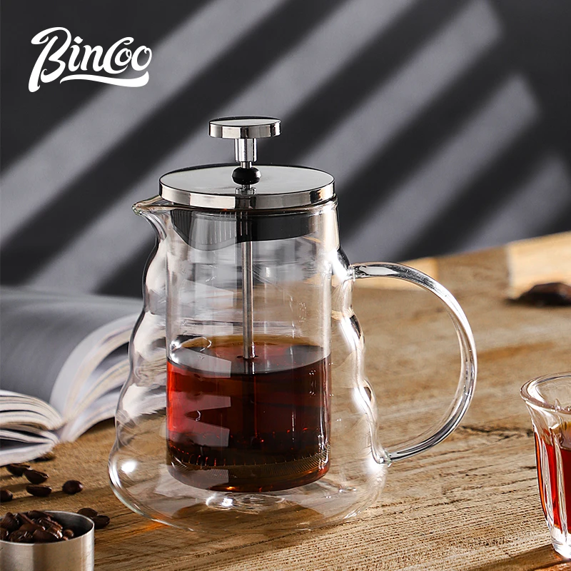 Bincoo Coffee French Press Pot 600ml high borosilicate glass Hand Punch Coffee Pot Multifunctional Brewings Tea Milk Pot Tools