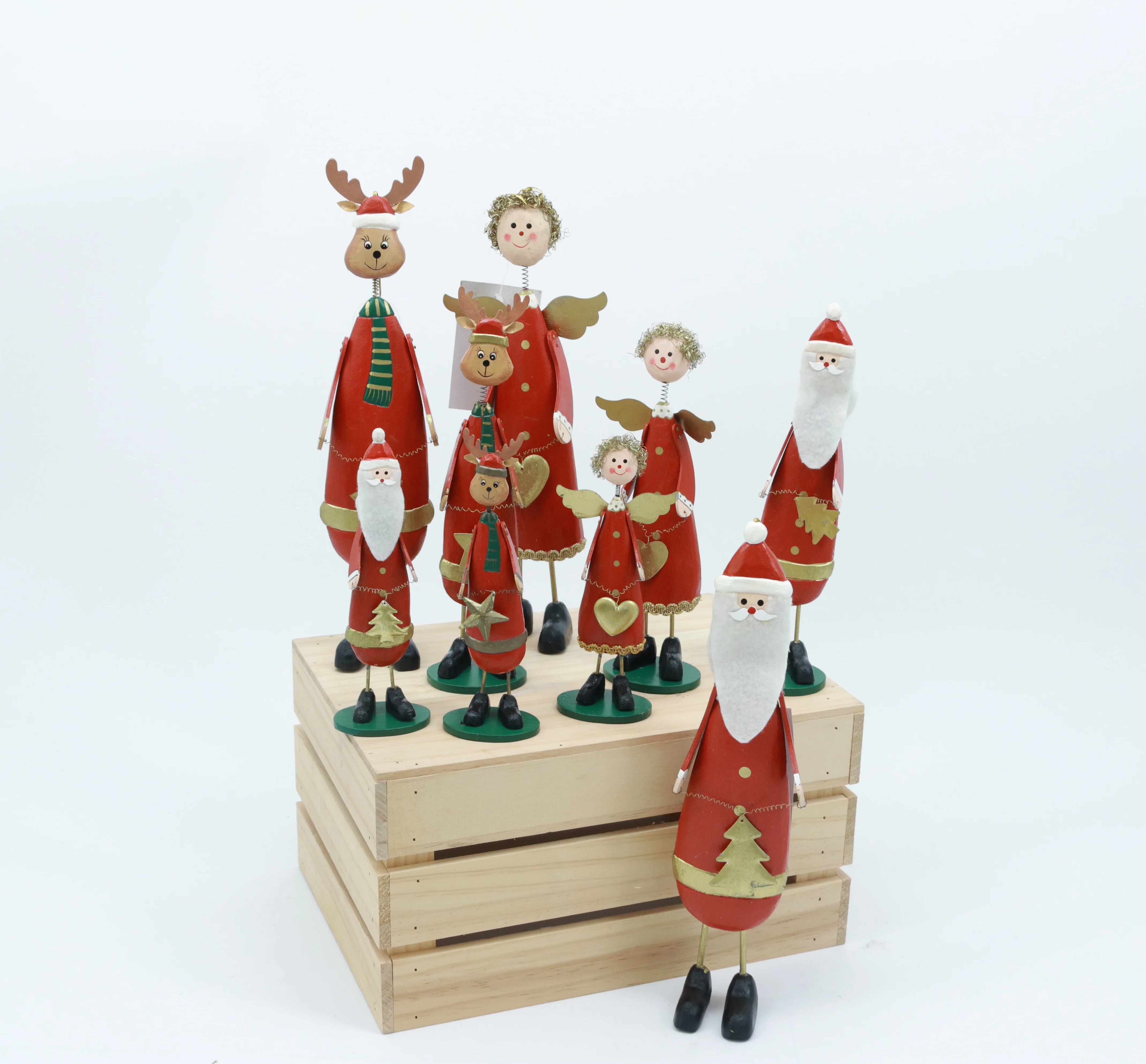 

3-Pack Wooden Santa Claus angle & reindeer Figurines Set - Festive Home & Holiday Christmas Decor Unique Display Piece