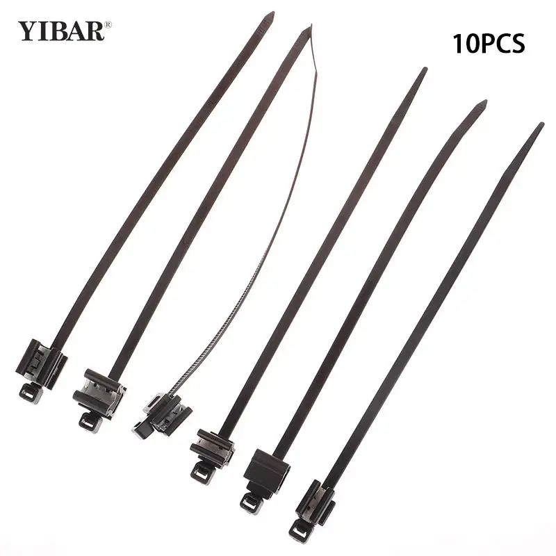 5x200mm 10pcs Car Sheet Metal Cable Tie Pipe Line Fixing Edge Vehicle Sunroof Car Window Plastic Zip Tie Wire Harness Steel Clip