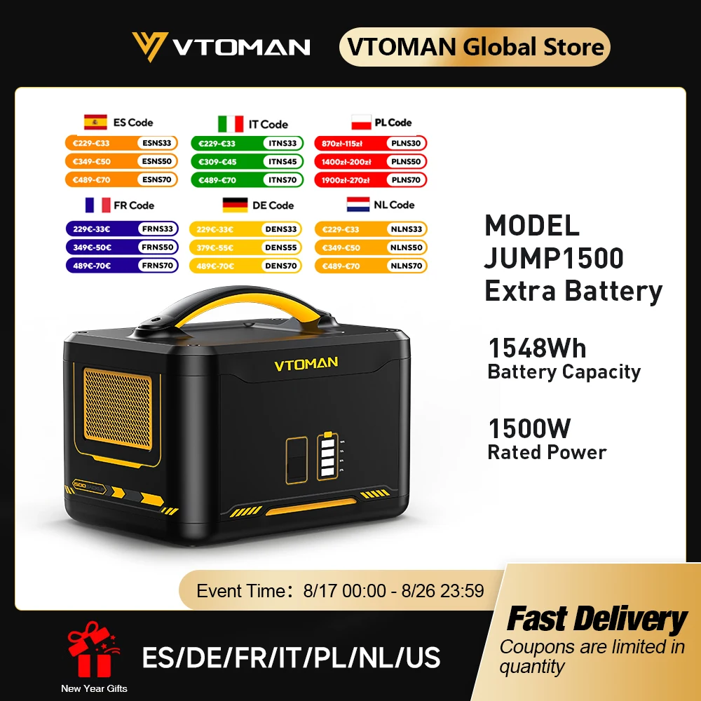 Lifepo4 Battery Pack - VTOMAN Jump 1500 Extra Battery 1548Wh,