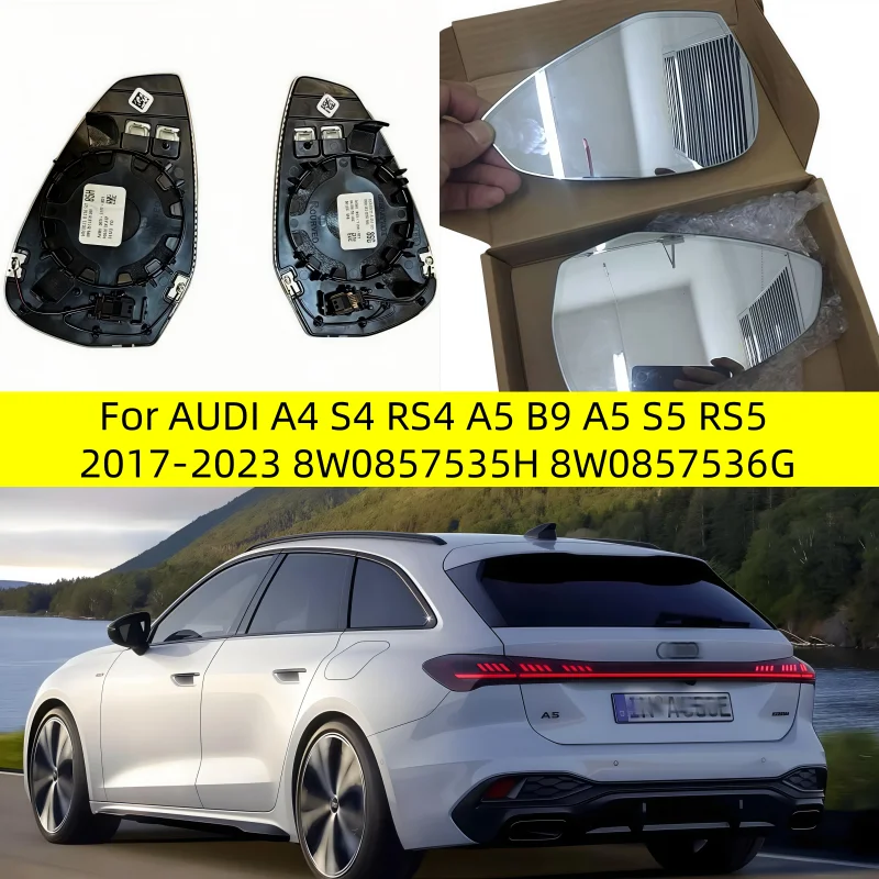 

For AUDI A4 S4 RS4 A5 B9 A5 S5 RS5 2017-2023 8W0857535H 8W0857536G Auto Dimming Anti-Glare Heated Rear Mirror Glass New
