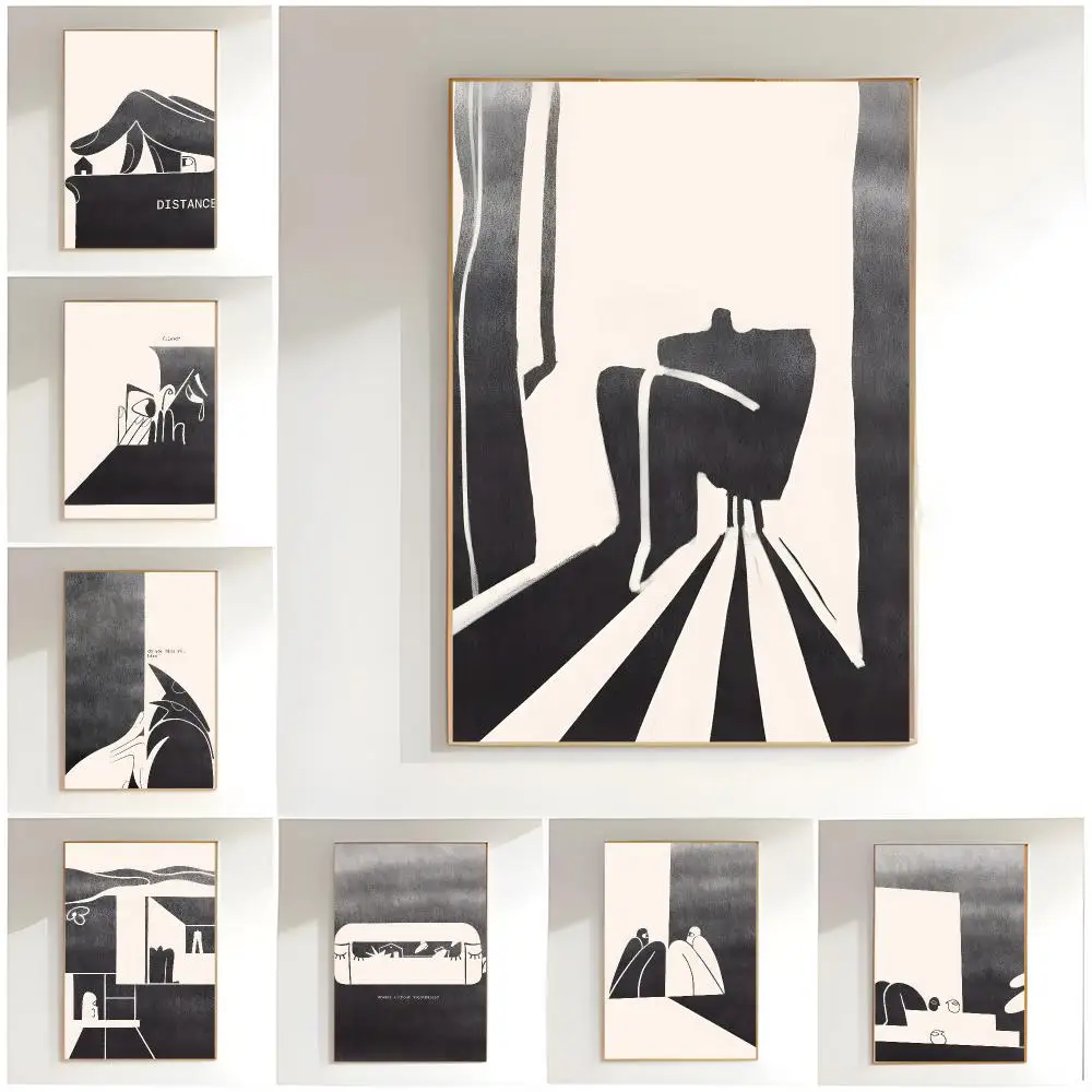 Black and white creative art painting Poster Premium Wall Decor Modern Home Poster Unframed