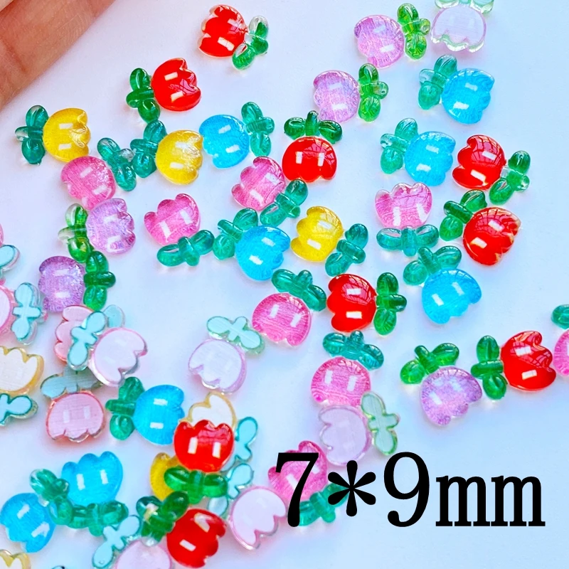 50Pcs New Cute Mini Flower Resin Figurine Crafts Flatback Cabochon Ornament Jewelry Making Hairwear Accessories