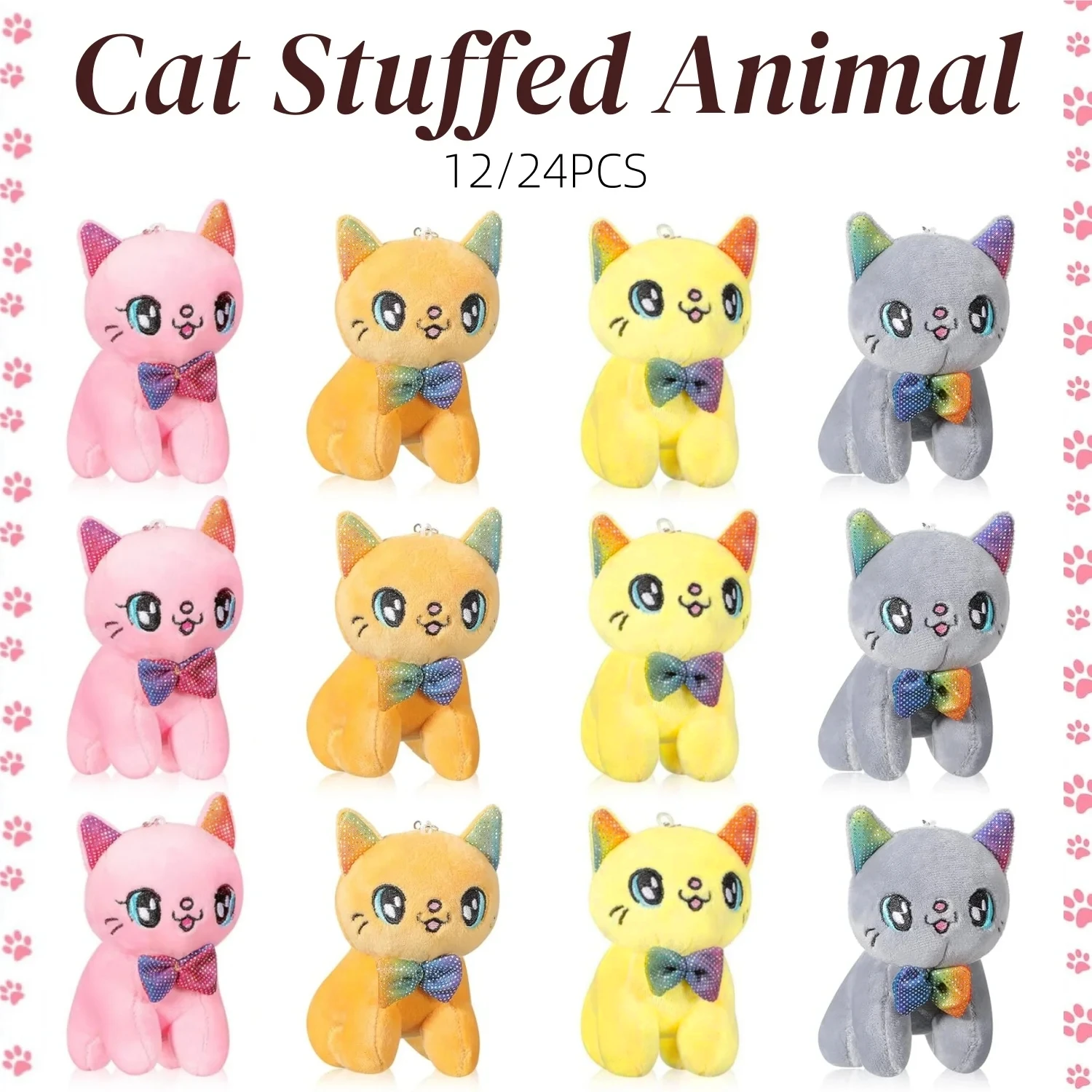

12/24 шт., мягкие игрушки для кошек, 10 см, мини-плюшевый котенок для подарка на день рождения, сувениры для вечеринки в виде котенка, сумки для подарков, домашний декор