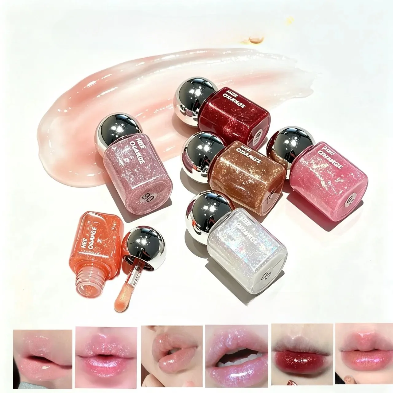 HERORANGE Galaxy Shimmer Lip Gloss Diamond Glitter Finish Hydrating Plumping Glass Lip Effect Moisturizing Daily Party Lip Makeu