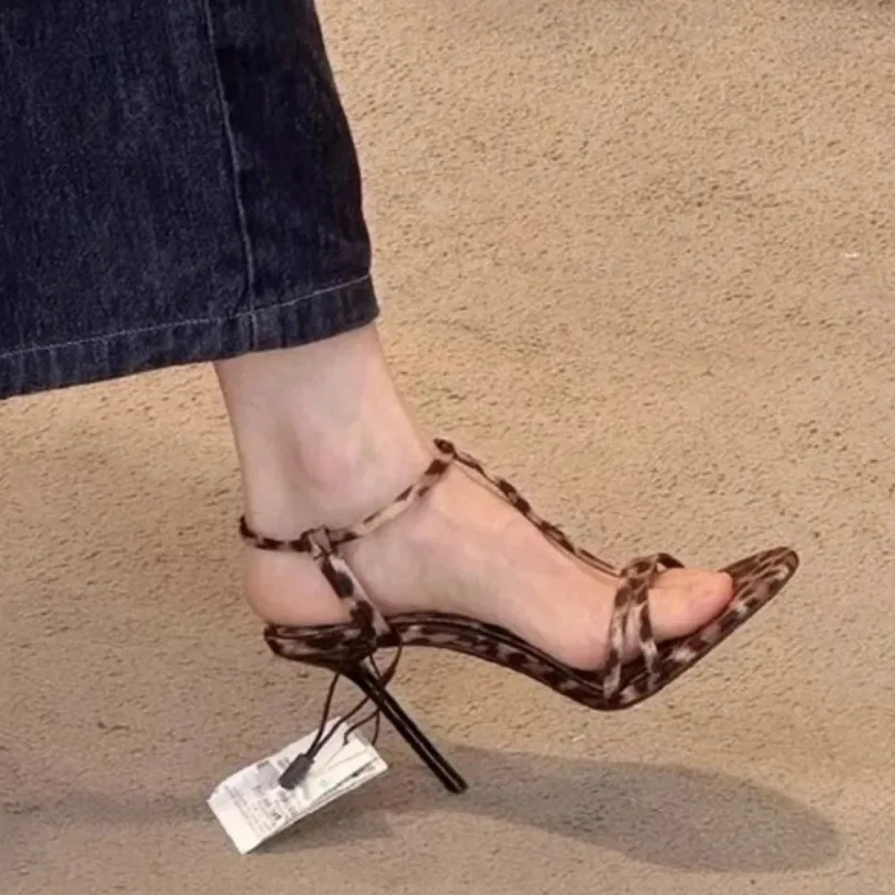 

Women's High Heels, Leopard Print Sexy Open Toe Sandals, 2024 Summer Outdoor Dress, Suspender Party, Women's High Heels Sandals