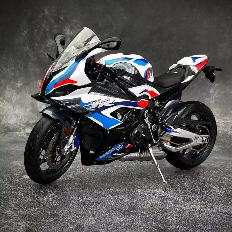 1/9 BMW 1000RR Alloy Racing Motorcycle Diecast Metal Street Sports Motorcycle Model Simulation With Light Children Toy Gift