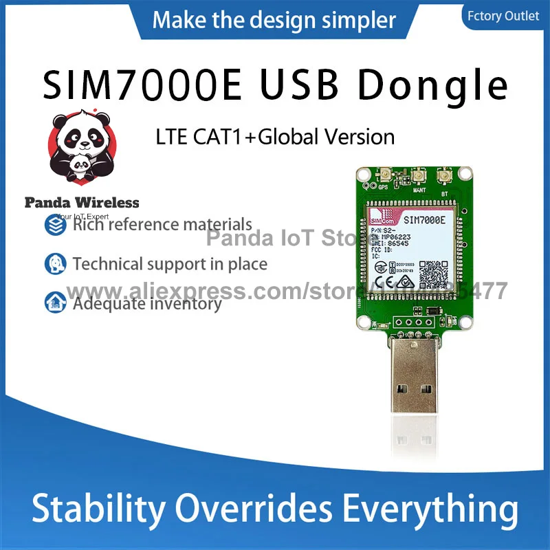 SIMcom SIM7000E NBIOT CATM LPWA Dongle USB 1 pz Cat-NB B3/B5/B8/B20/B28 GSM 900/1800 MHz LPWA+NBIOT+CATM+GPS C24*24--SIM7000E