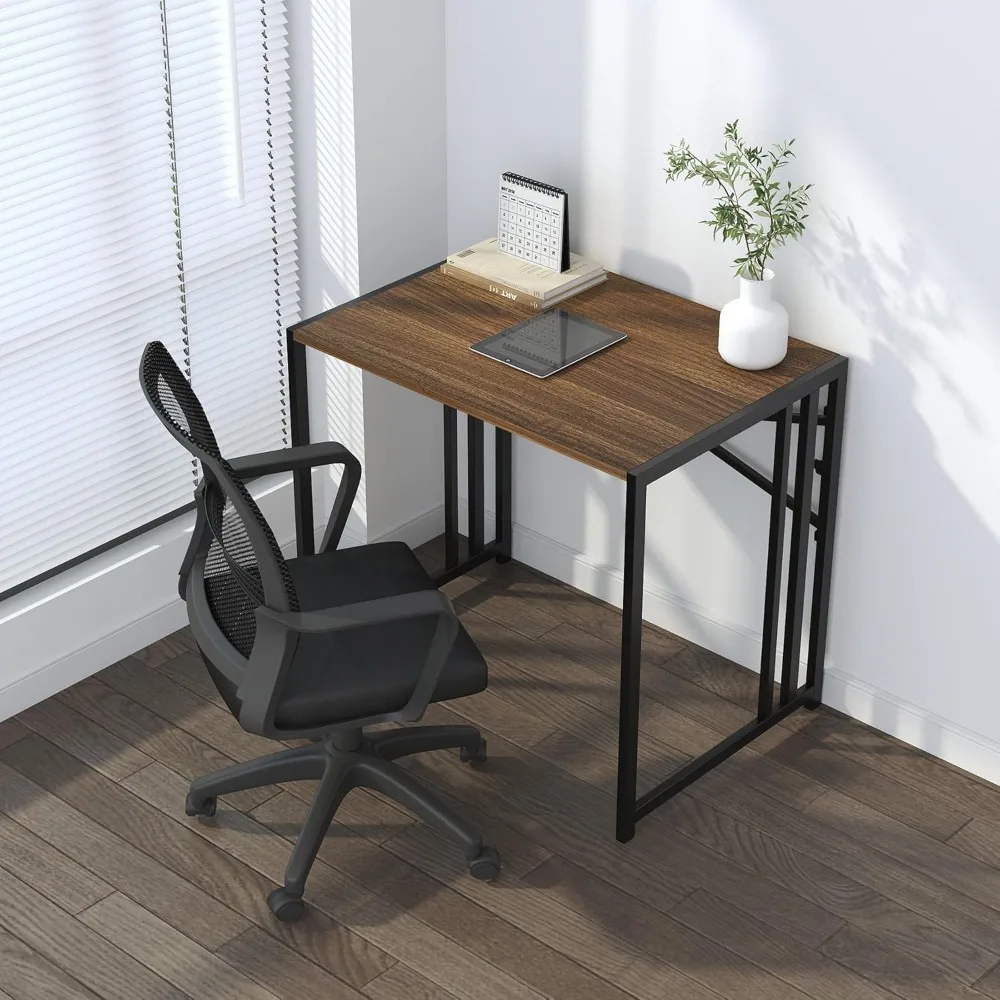 Escritorio plegable para juegos y escritura de 32 pulgadas para oficina en casa y camping, acabado espresso, sin necesidad de ensamblaje