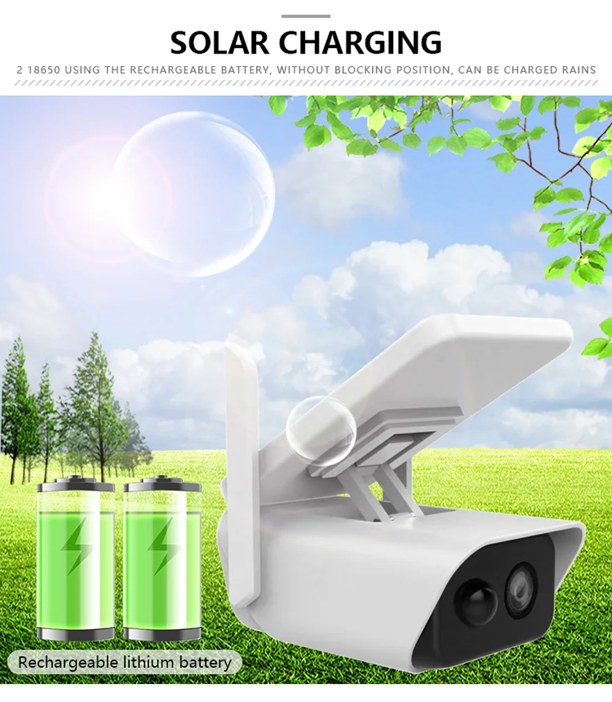 Outdoor 4MP Solar Powered WiFi Camera Smart Home Security Night Vision Rechargeable Battery Wireless CCTV Monitor