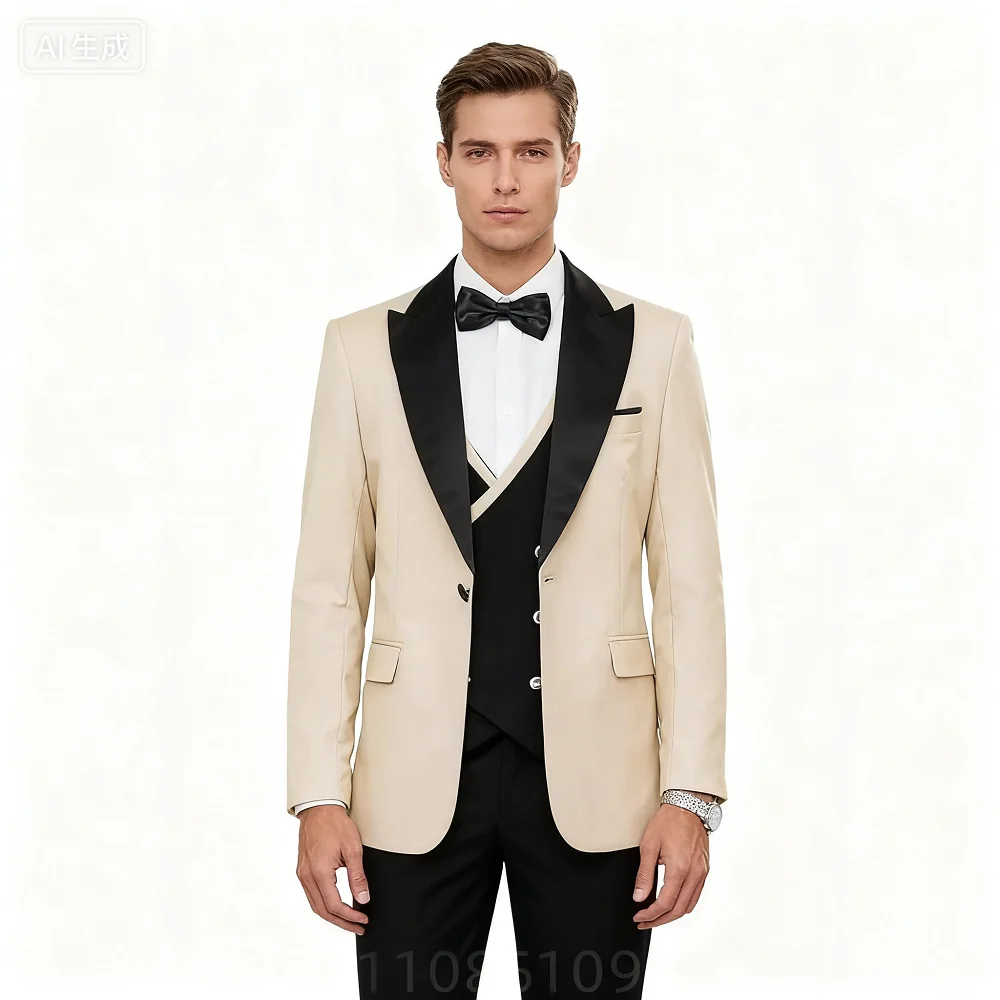 

Royal Blue 3 Piece Men's Wedding Suits Casual Groomsmen Bridegroom Tuxedo Blazer Jacket Vest Pants Set for Homme