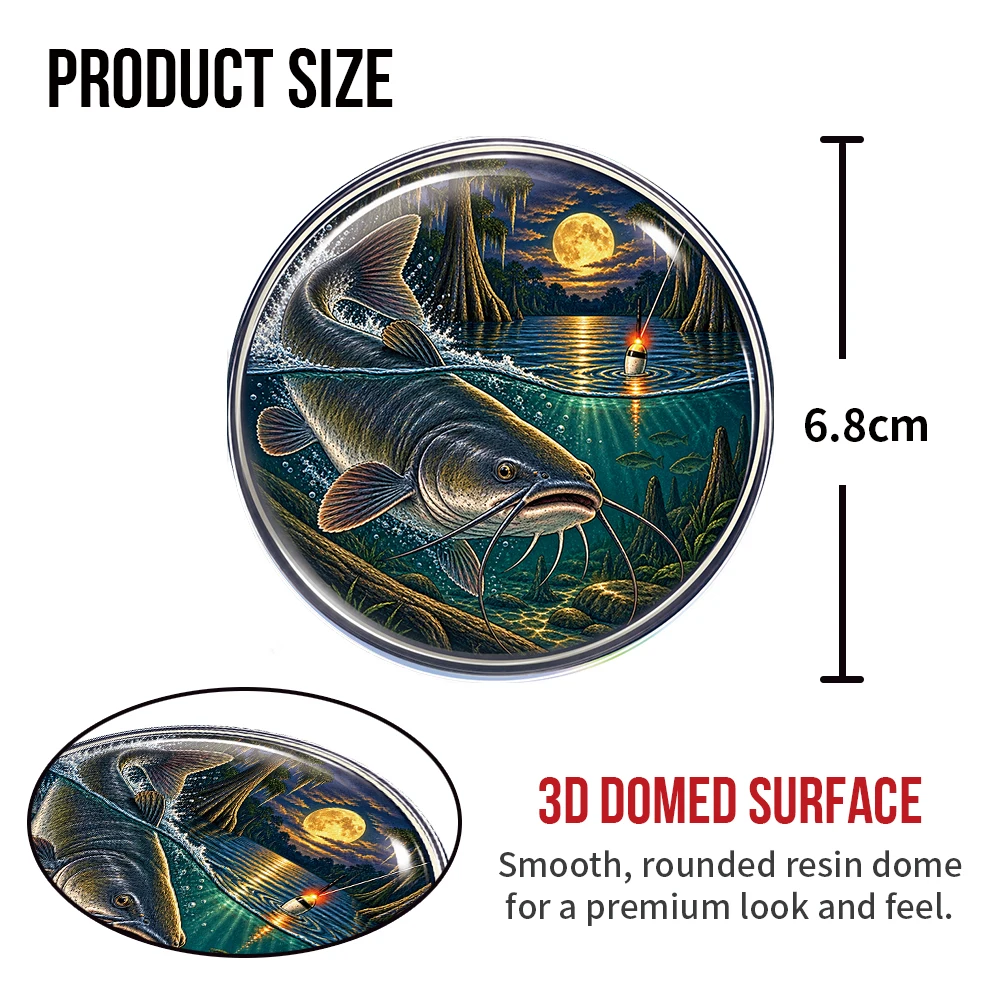 Channel Catfish Fishing 3D Resin Domed Sticker Waterproof Self Adhesive Fish Decal for Car Truck Tackle Box Cooler Angler Gift