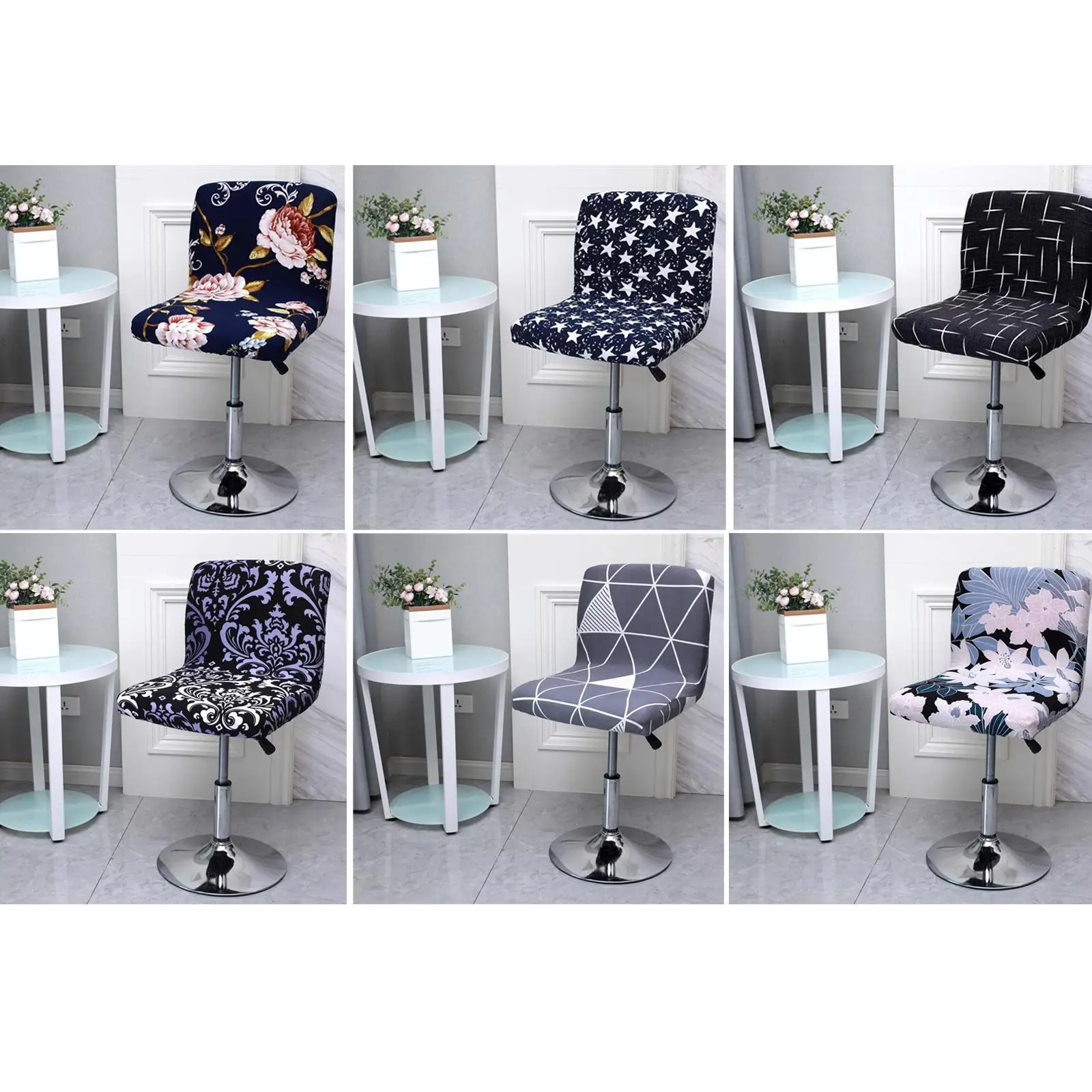 Stretch Slipcover Protectors for Short Back Bar Stool Dining Slipcover, 6