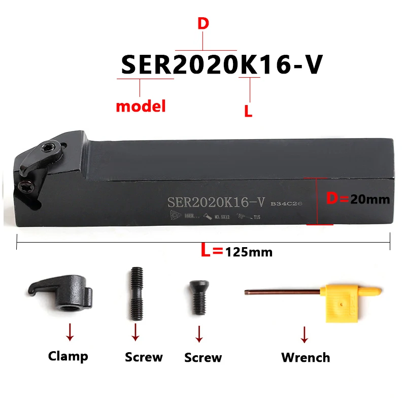Imagem -03 - Ser -v Cnc Threading Turning Toolholder Torno Máquina Ferramenta de Corte Ser1616h16-v Ser2023k16 Ser2525m16 Ser2023k22 Ser2525m22