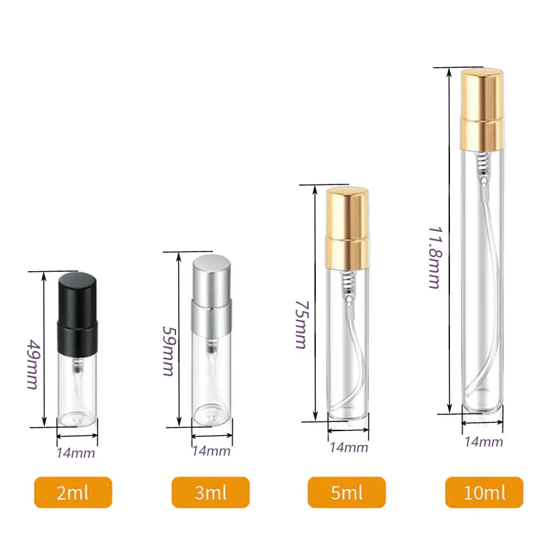 5/10 Stück leere 2–10 ml Mini-Glas-Parfüm-Sprühflaschen, nachfüllbar, Feinnebel-Sprühflasche, Probenbehälter für Toner, ätherisches Öl – Detail 4