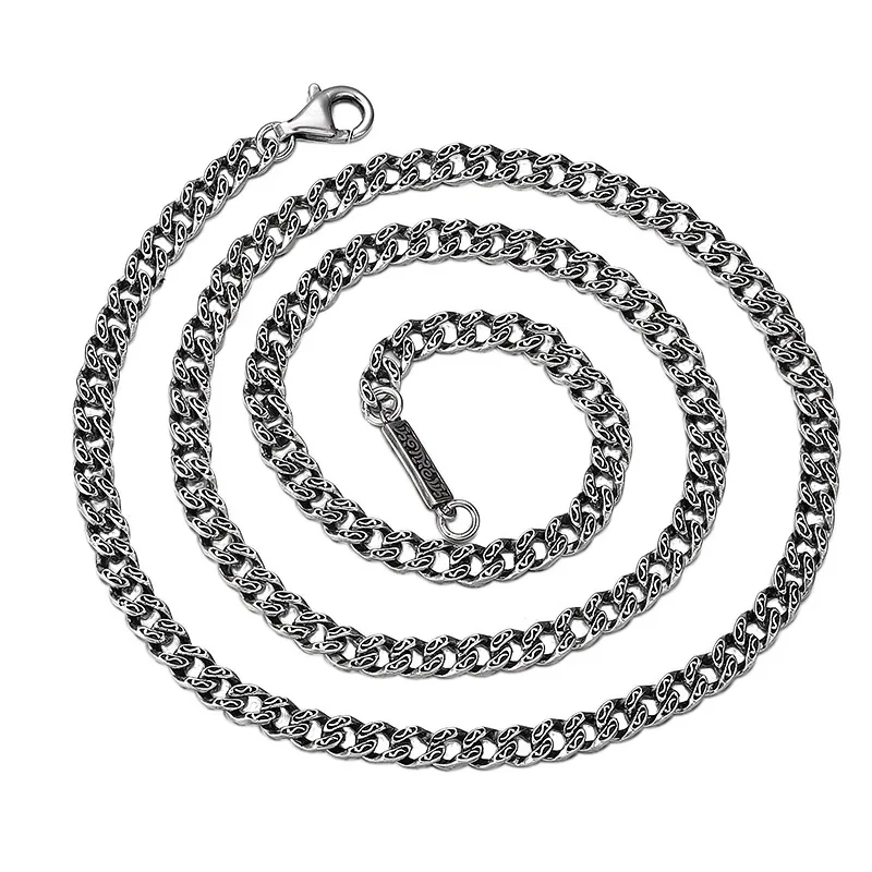 s925 sterling silver necklace personalized seiko width 5MM tank necklace men's and women's same style trendy unique ornament